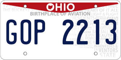 OH license plate GOP2213