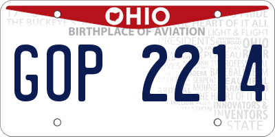OH license plate GOP2214