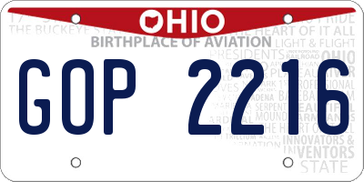 OH license plate GOP2216