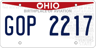 OH license plate GOP2217