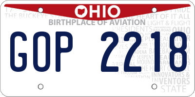 OH license plate GOP2218