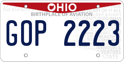OH license plate GOP2223