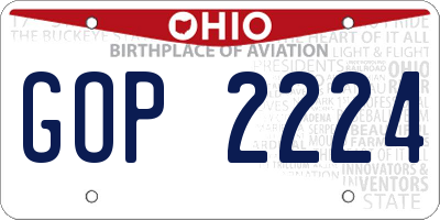 OH license plate GOP2224