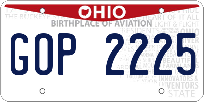 OH license plate GOP2225