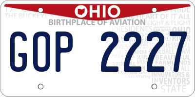 OH license plate GOP2227