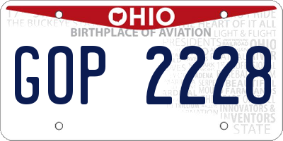 OH license plate GOP2228