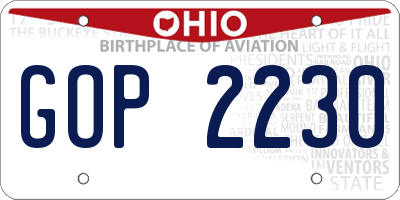 OH license plate GOP2230