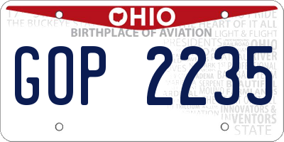 OH license plate GOP2235