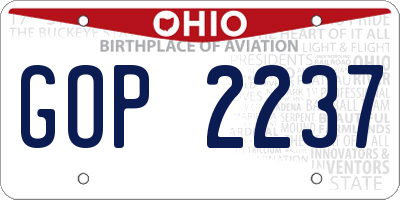 OH license plate GOP2237