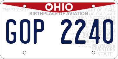 OH license plate GOP2240