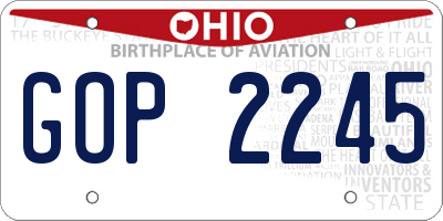 OH license plate GOP2245