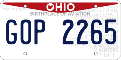 OH license plate GOP2265