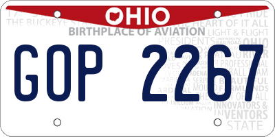 OH license plate GOP2267