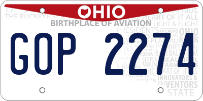OH license plate GOP2274