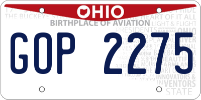 OH license plate GOP2275