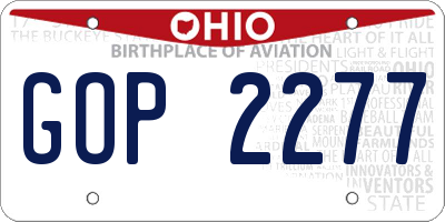 OH license plate GOP2277