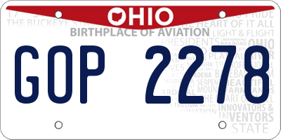 OH license plate GOP2278