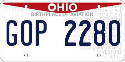 OH license plate GOP2280