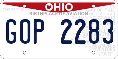 OH license plate GOP2283