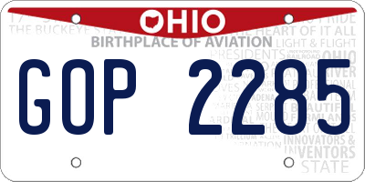 OH license plate GOP2285