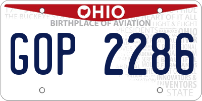 OH license plate GOP2286