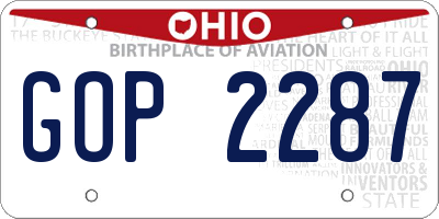OH license plate GOP2287