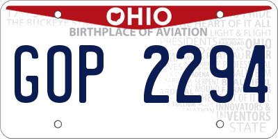 OH license plate GOP2294