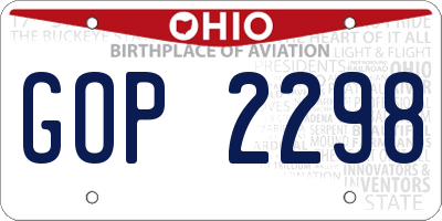 OH license plate GOP2298