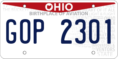 OH license plate GOP2301