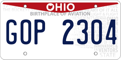OH license plate GOP2304