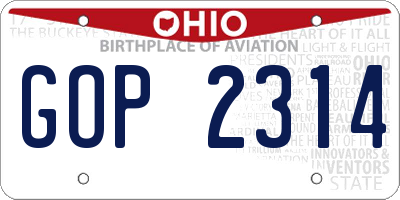 OH license plate GOP2314