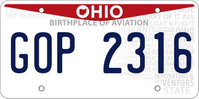 OH license plate GOP2316