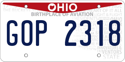 OH license plate GOP2318
