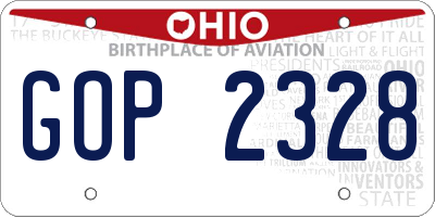 OH license plate GOP2328