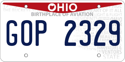 OH license plate GOP2329