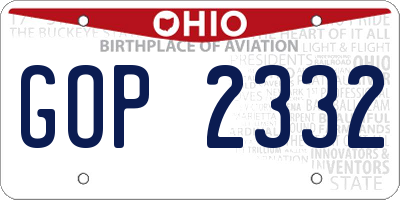 OH license plate GOP2332