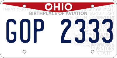 OH license plate GOP2333