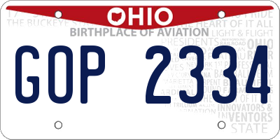 OH license plate GOP2334