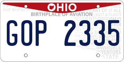 OH license plate GOP2335