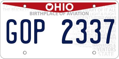 OH license plate GOP2337