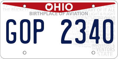 OH license plate GOP2340