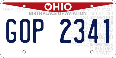 OH license plate GOP2341