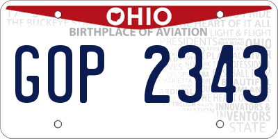 OH license plate GOP2343