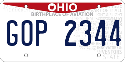 OH license plate GOP2344