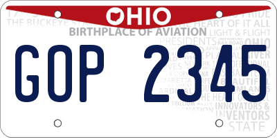 OH license plate GOP2345