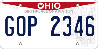 OH license plate GOP2346