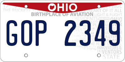 OH license plate GOP2349