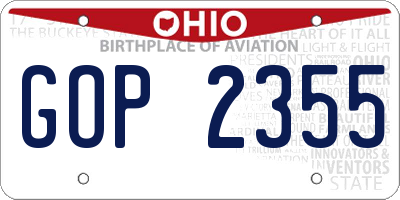 OH license plate GOP2355