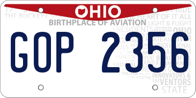 OH license plate GOP2356
