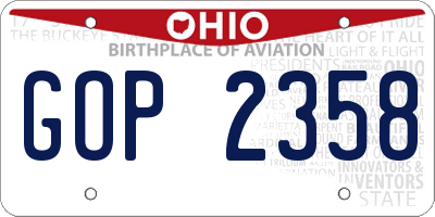 OH license plate GOP2358